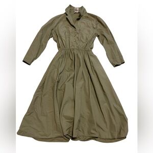 Vtg RAOUL Safari Utility Shirt Dress with Belt - Olive Green - Maxi- Soze 14